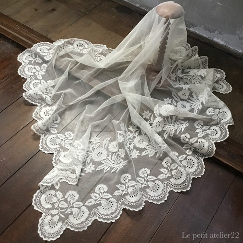 フランス アンティーク薔薇の花かご ウエディング用 チュールレース