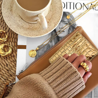 SWEDEY Slim Metalic Croc Wallet - GOLD | SWEDEY