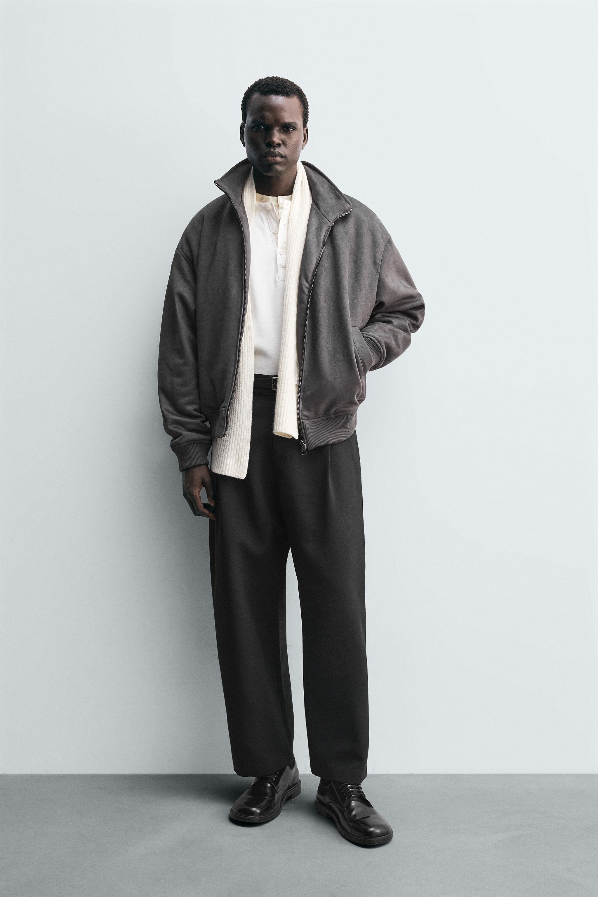 フェイクスエード キルティングジャケット - カーボングレー | ZARA