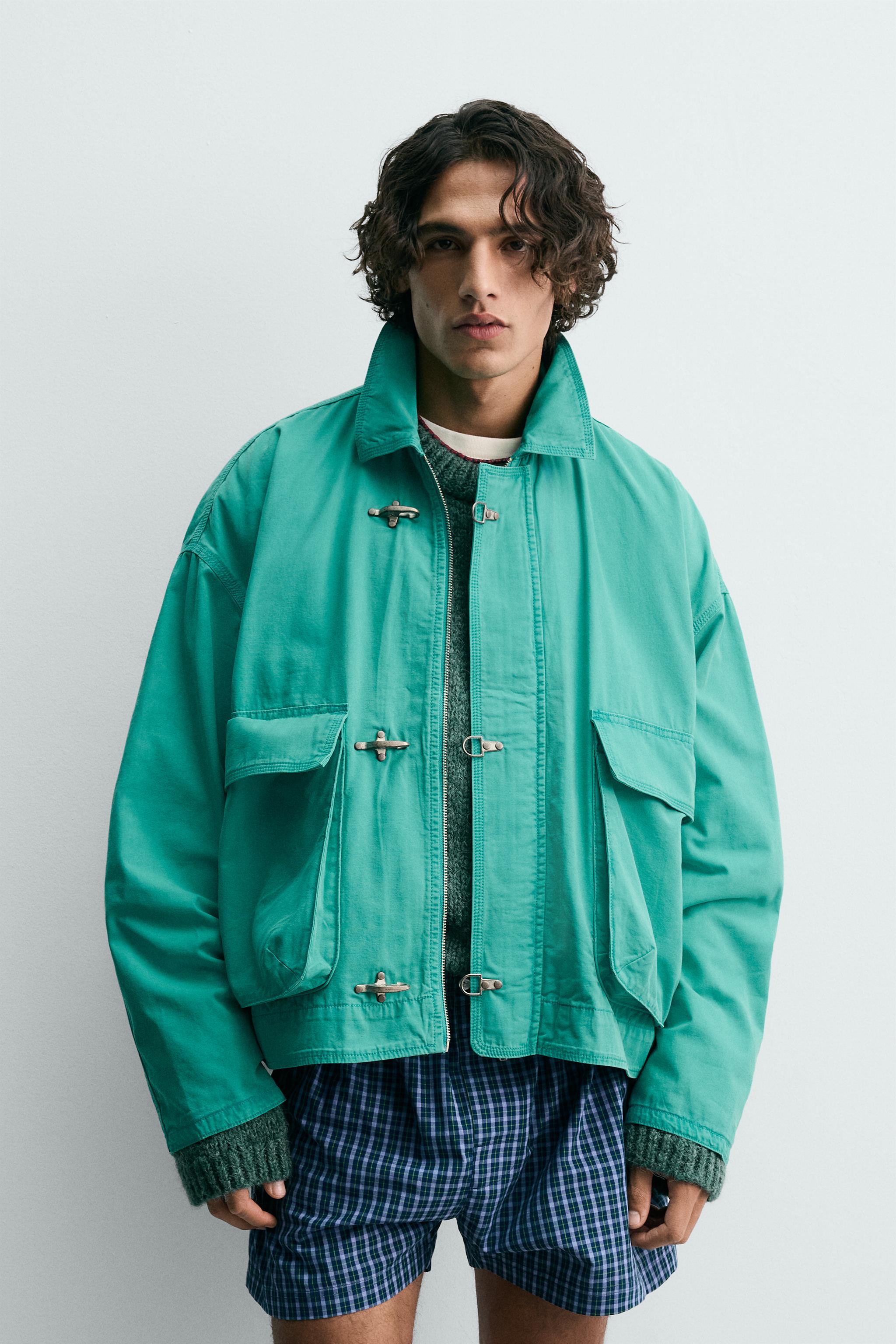 LIMITED EDITION BOXY FIT FIREMAN CLASP JACKET - Sea green | ZARA
