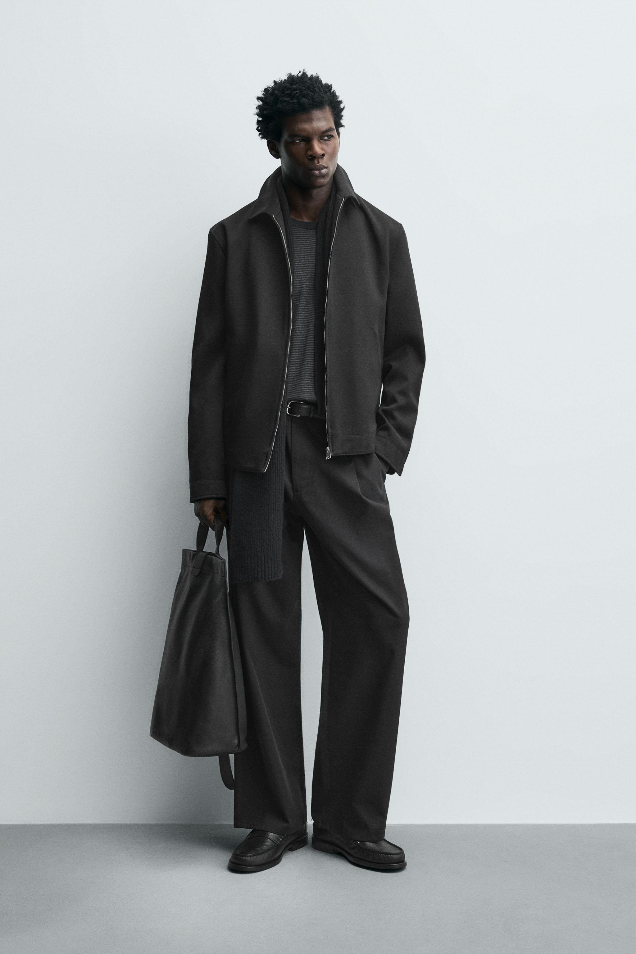 テクスチャードジップアップジャケット - ブラック | ZARA Japan / 日本