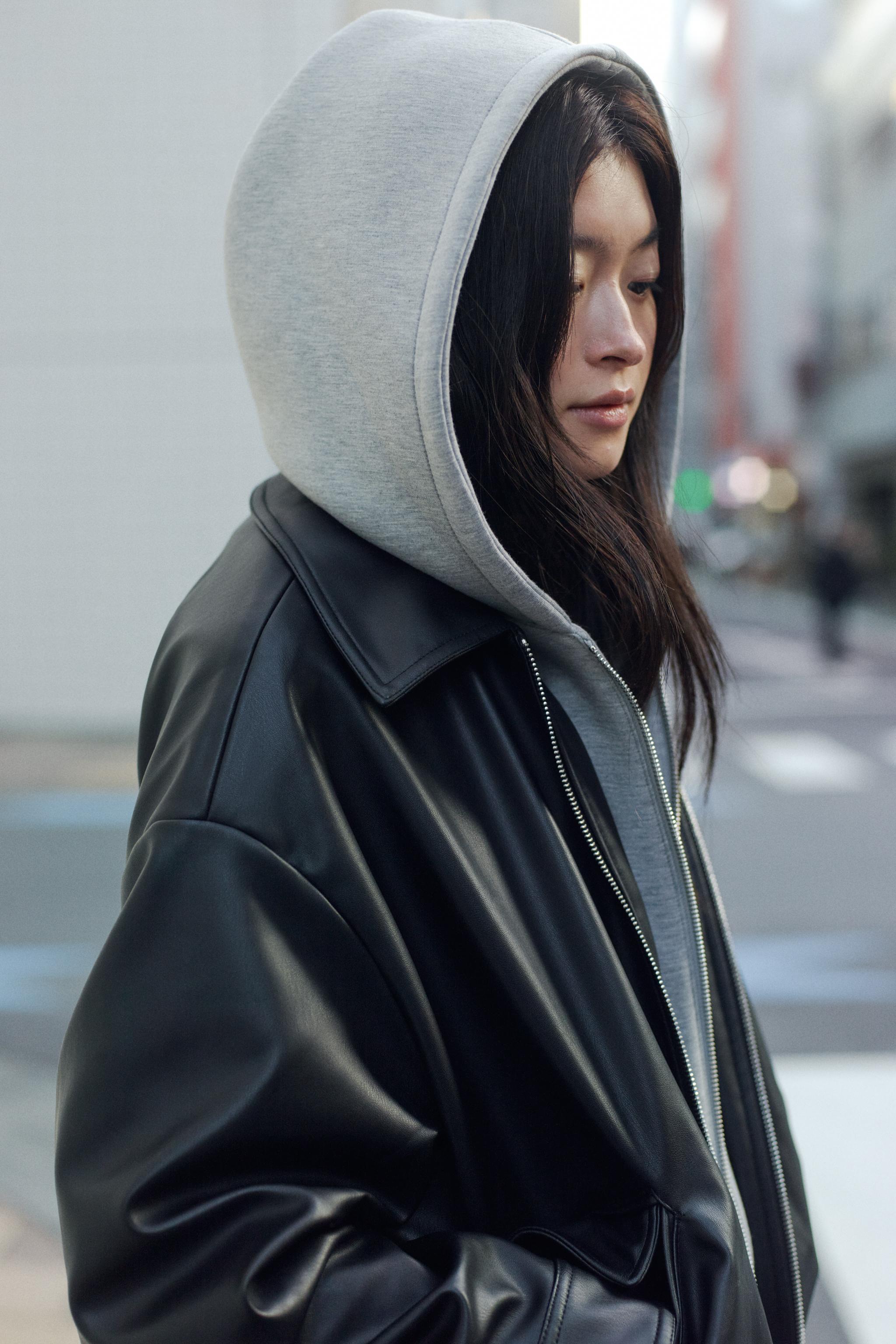 コントラストフェイクレザージャケット - ブラック | ZARA Japan / 日本