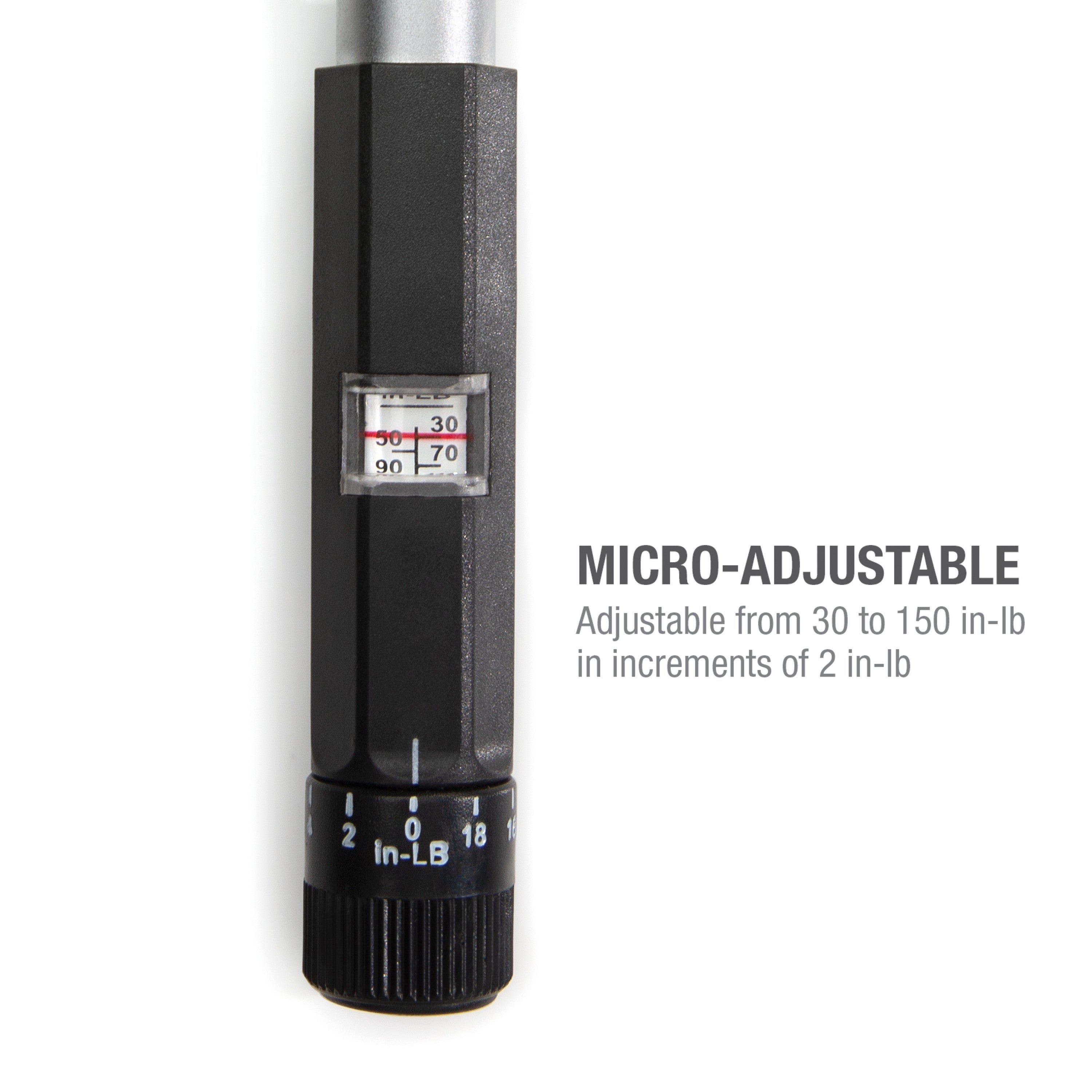 1/4-inch Drive 30-150 in-lb Micro-Adjustable Torque Wrench