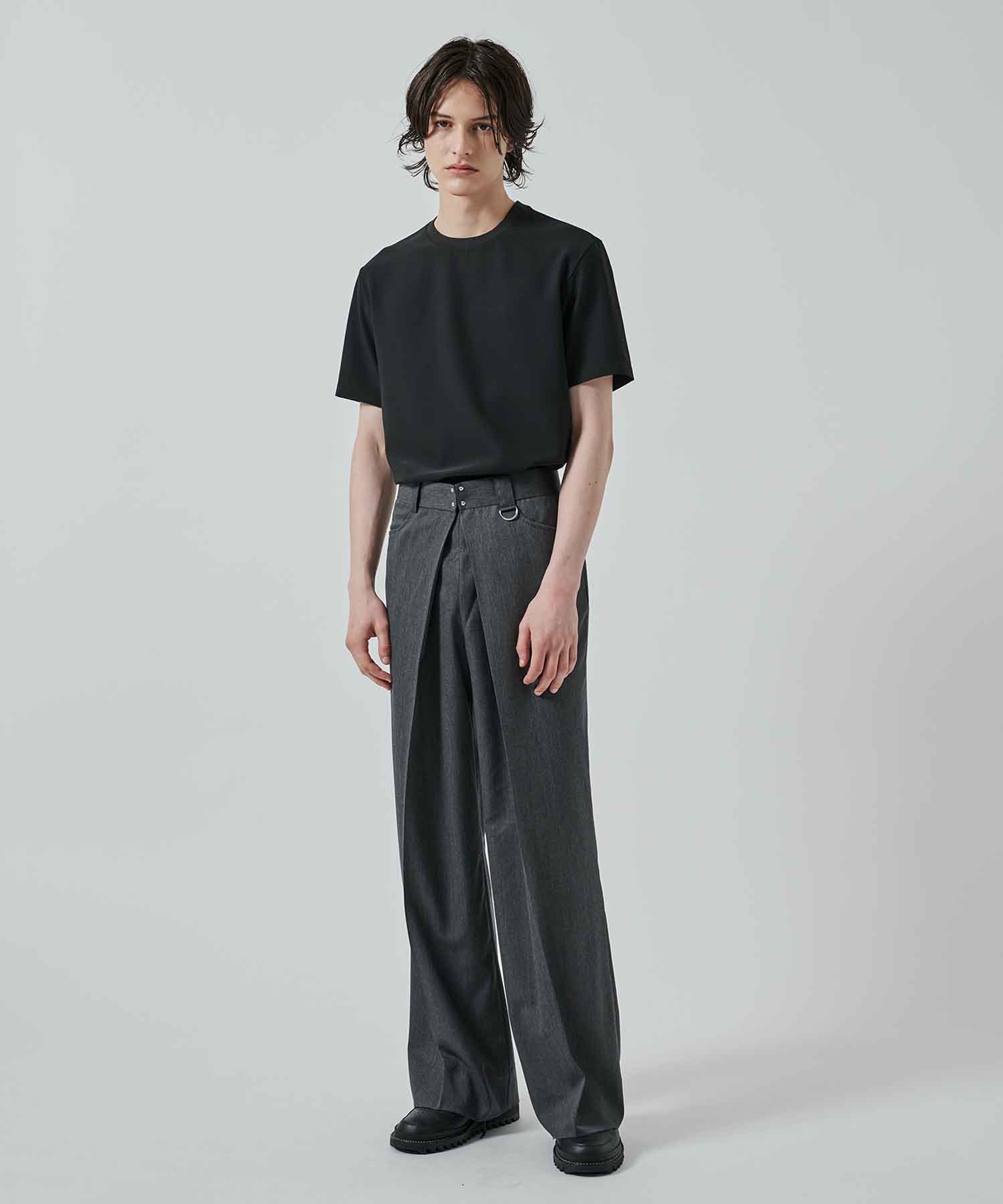 別注 WOOL GABARDINE FOLDED WIDE TROUSERS｜JOHN LAWRENCE SULLIVAN