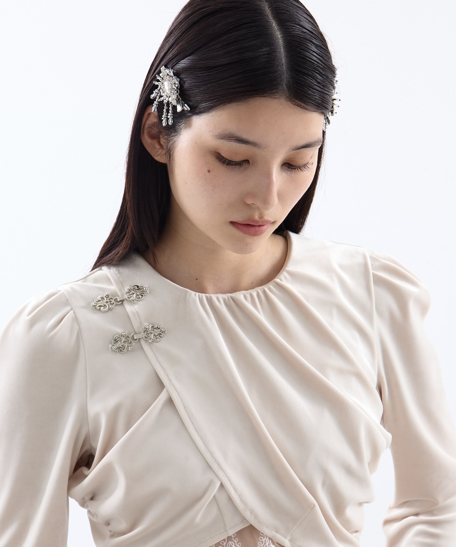 crystal hair clip right(FREE SILVER): tanakadaisuke: WOMENS