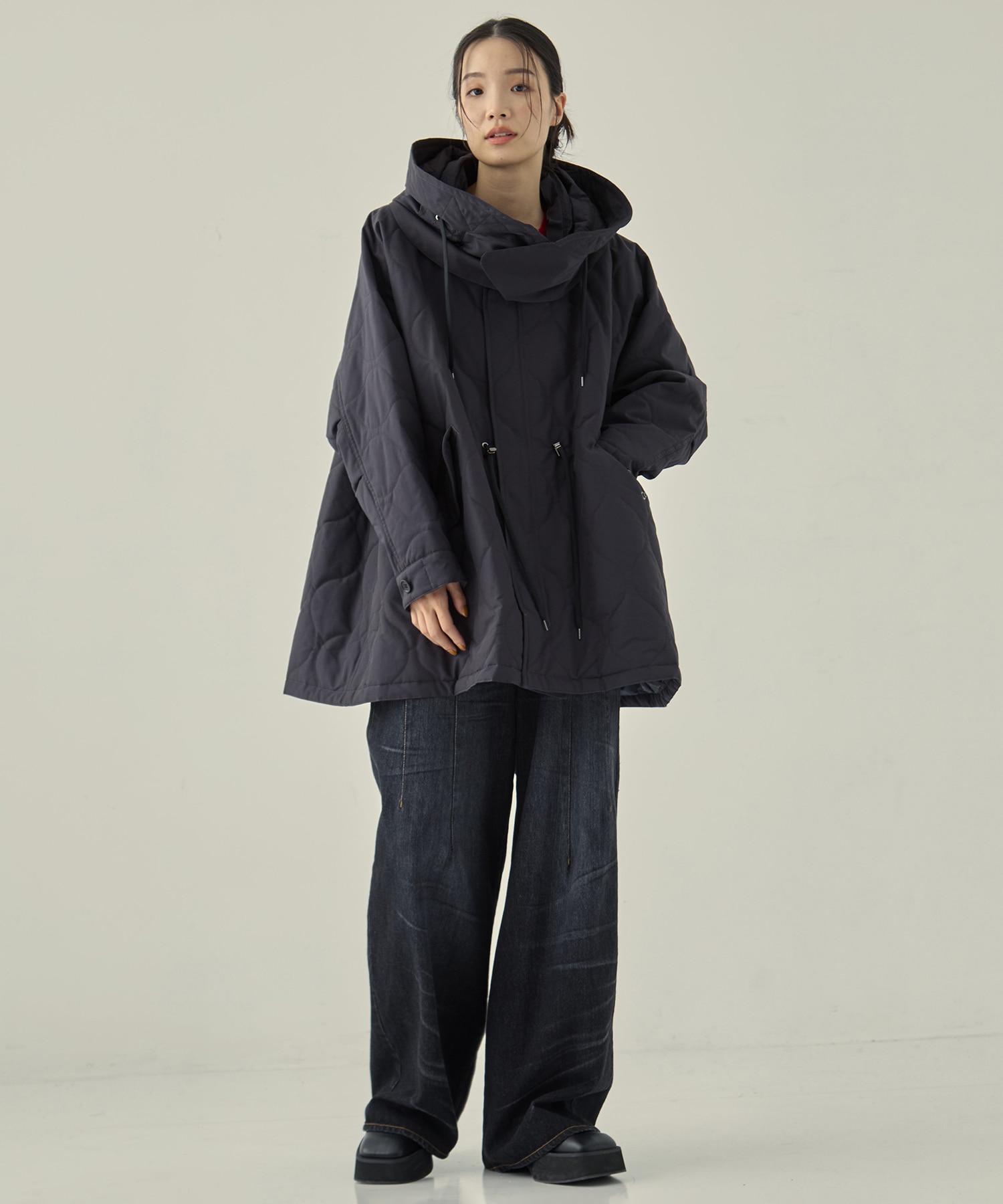 リサイクル60/40クロスキルティング モッズコート(FREE DARK GREY