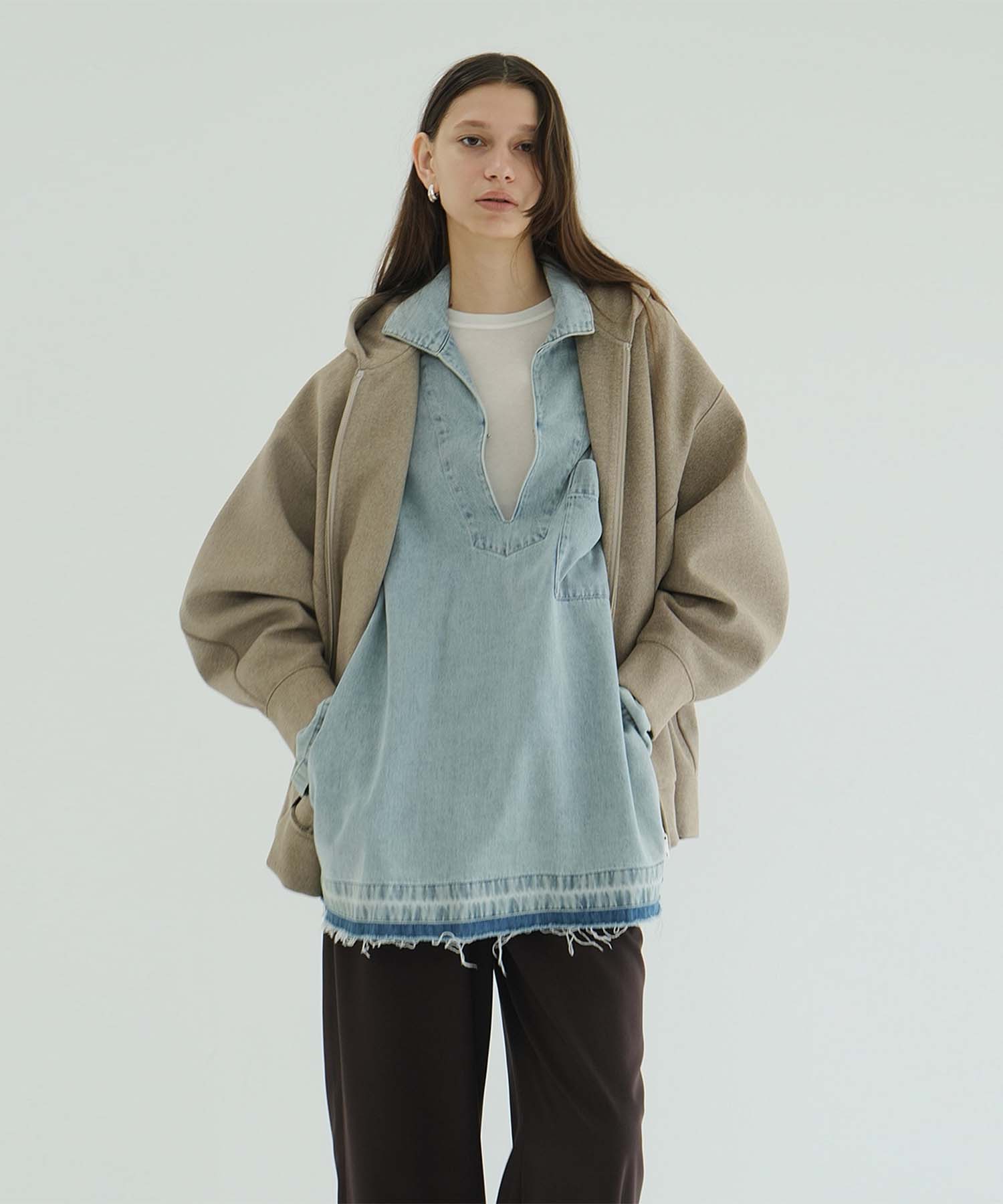 DENIM OVER SKIPPER SHIRTS(FREE BLUE): CLANE: WOMENS｜ STUDIOUS