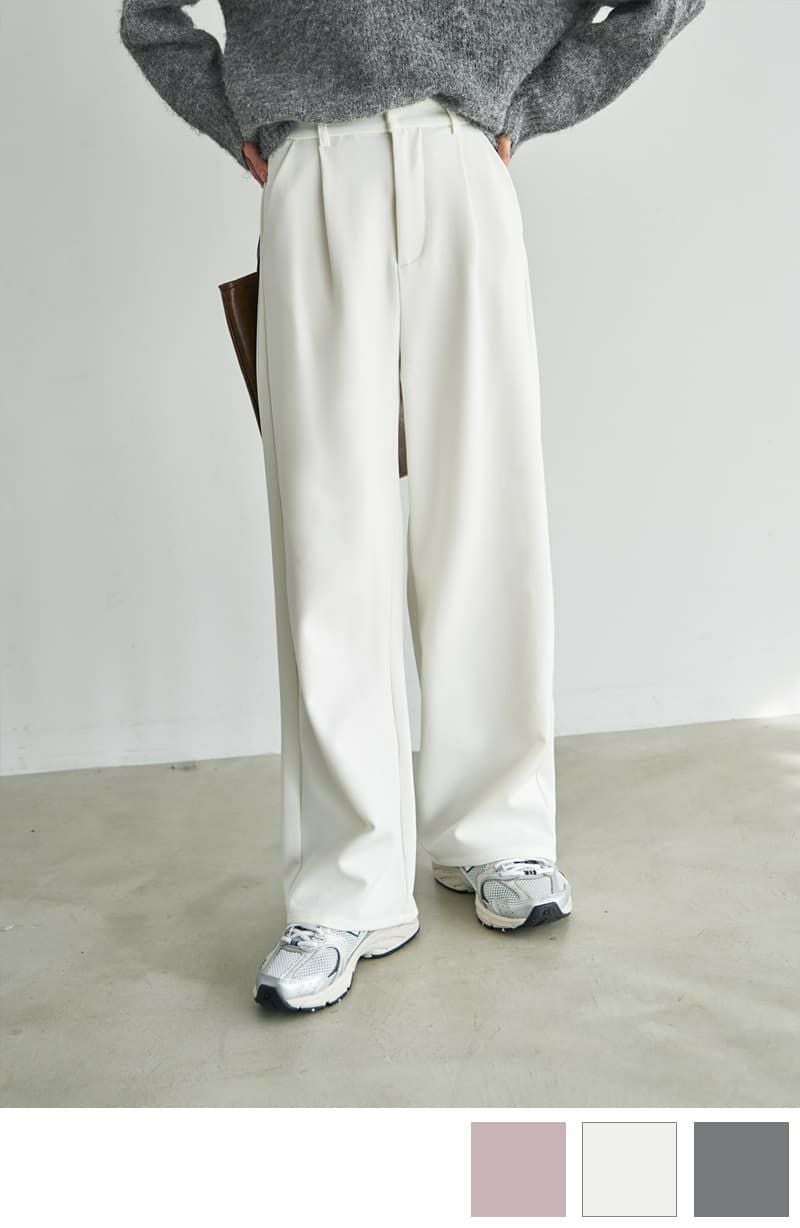 裏地付きストレッチツイルワイドパンツ | おしゃれな大人レディース