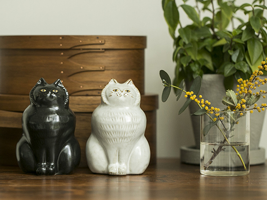 sen/動物のオブジェ TWIN CATS -思わず撫でたくなる、長毛猫のオブジェ