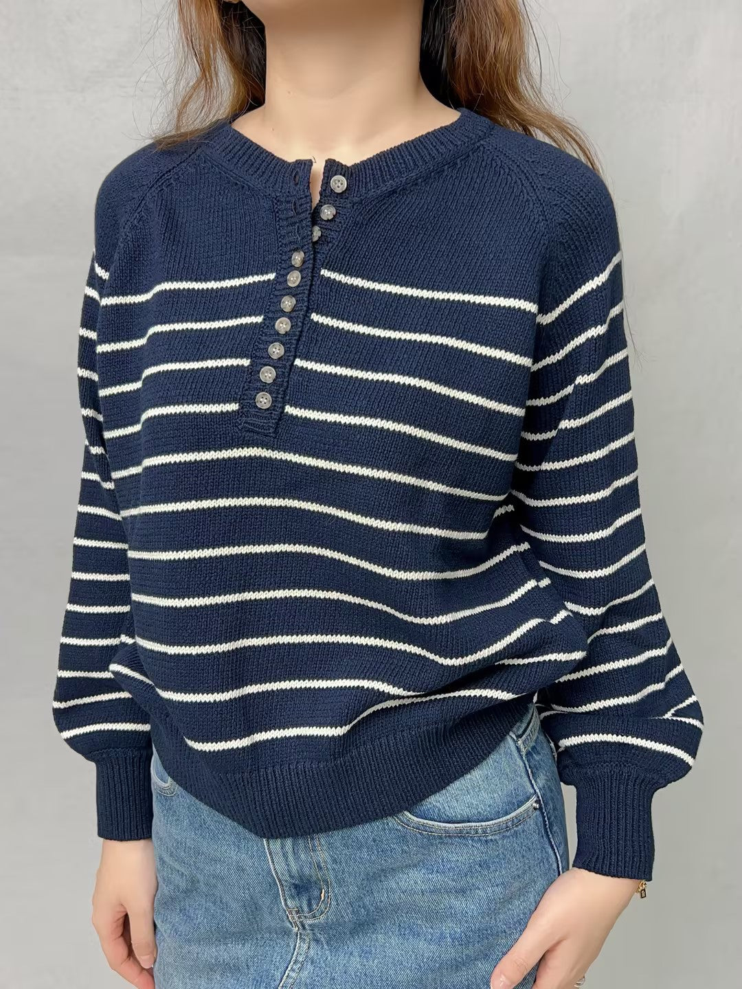 SEZ Leontine Navy Striped Jumper – Szaszer