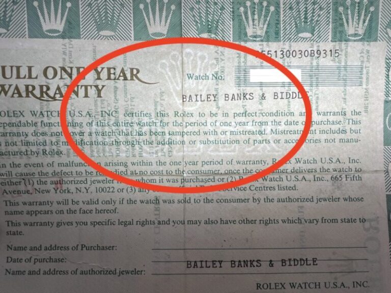 ロレックスの保証書（ギャランティ）の種類とクライアントコード（出荷