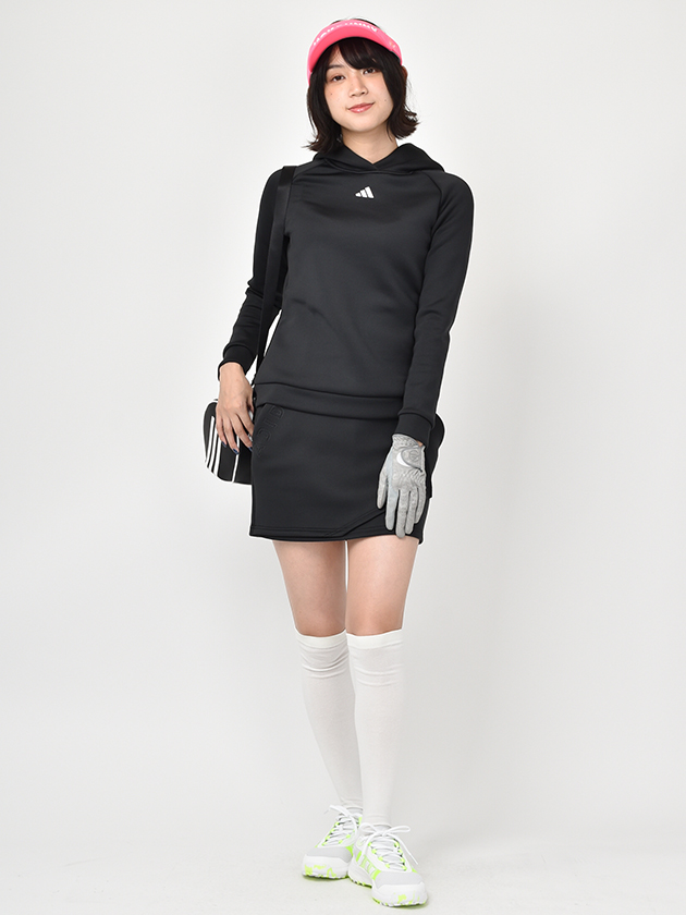 adidas ブラック ダンボールニット フード スカート セットアップ L