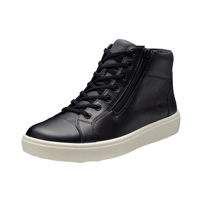 アキレス・ソルボ N 518 黒｜ミニマル レザーハイカットスニーカー