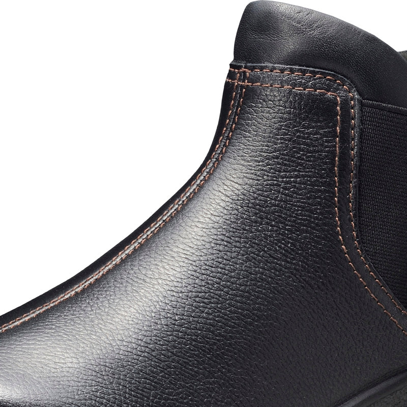 アキレス・ソルボ C 536 黒｜牛革3Eサイドゴアショートブーツ｜撥水