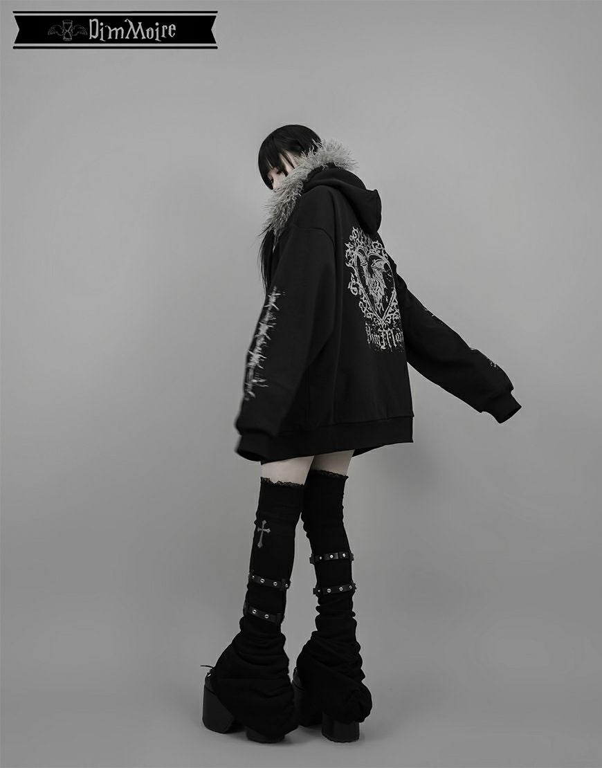 DimMoire【ディムモアール】ファーフードGothicパーカー/Black