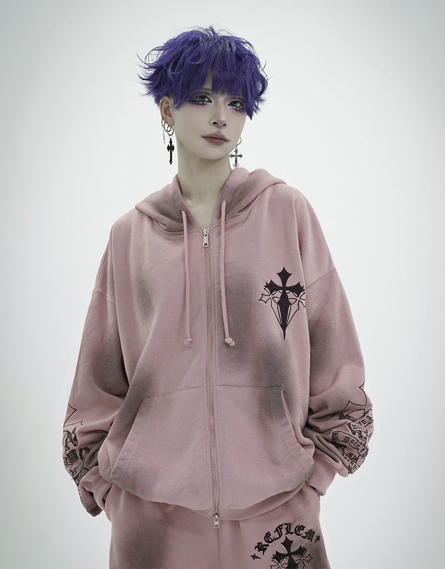 REFLEM【レフレム】クロス刺繍ジップアップパーカー/全3色