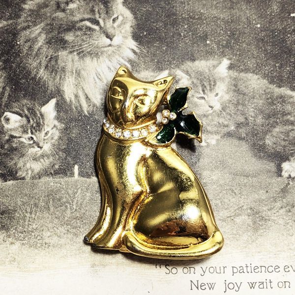英国 ヴィンテージジュエリー 猫ブローチ|ACTON ANTIQUES英国