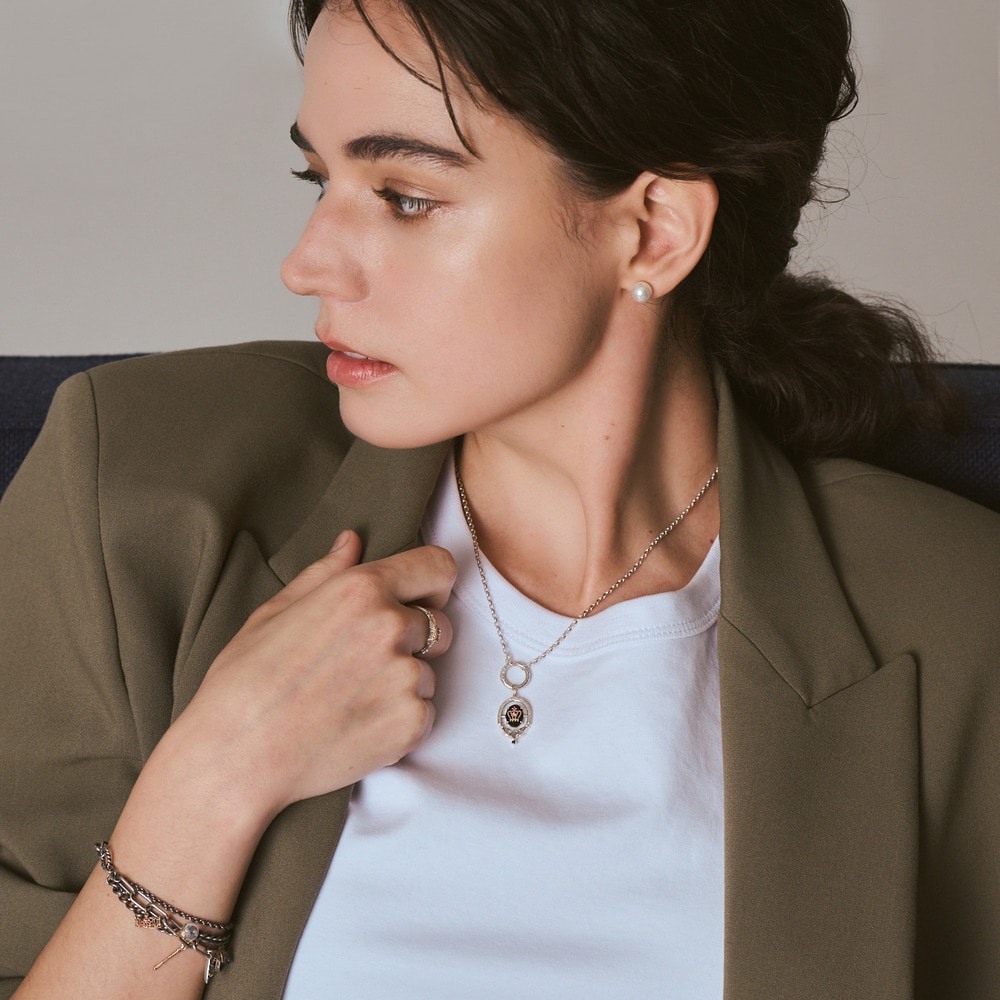 シルバー／K10オニキスチャーム《アガット35周年》｜ネックレス