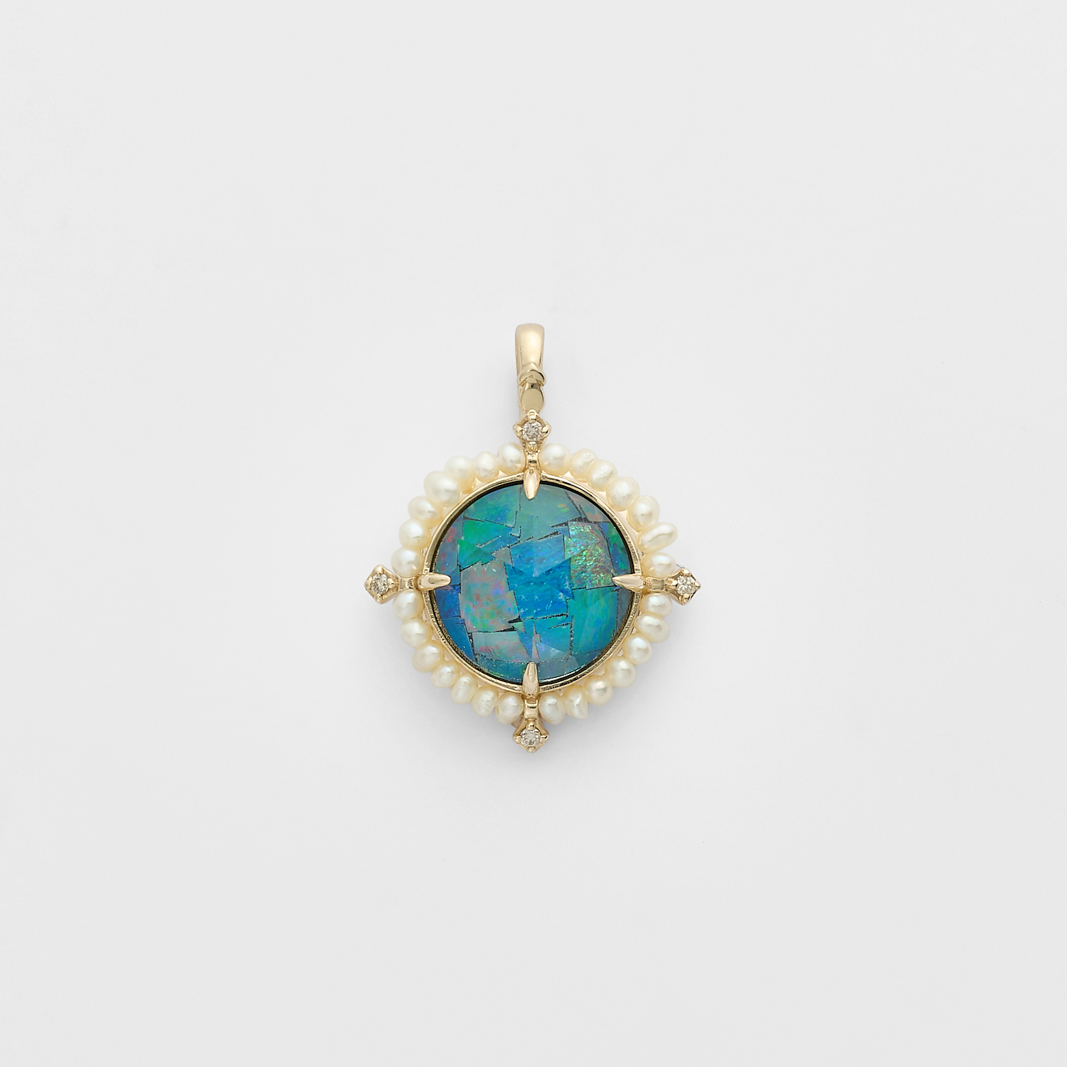 K10モザイクオパール／マルチストーン／淡水パールチャーム