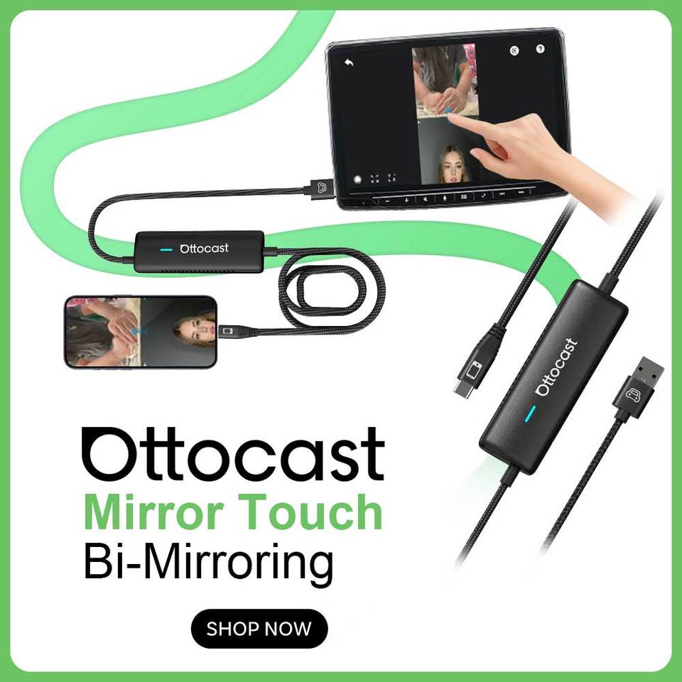 Ottocast Mirror Touch Wireless CarPlay Adapter Near Zero-Latency