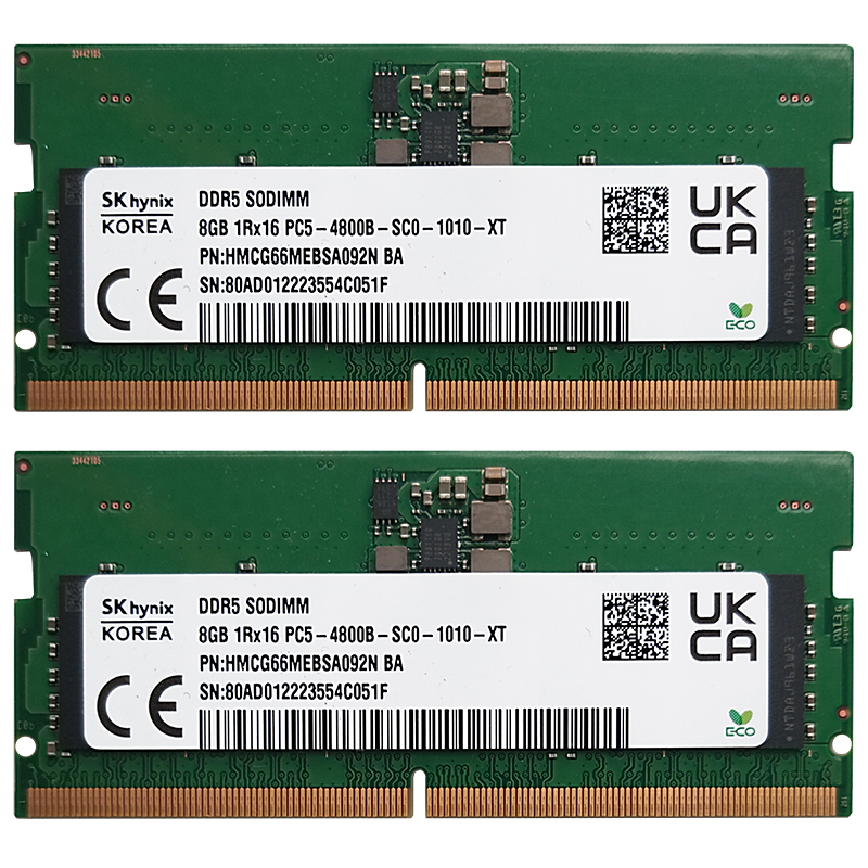 SK ハイニックス DDR5 8 ギガバイト 16 ギガバイト 4800MHz RAM 1Rx16