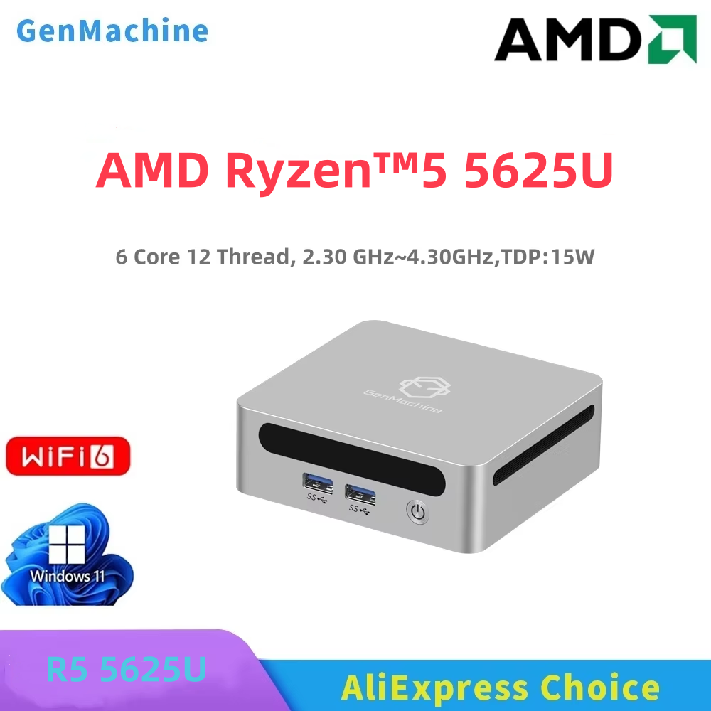 GenMachine New AMD Ryzen 5 5625U Mini PC Windows 11 Ryzen 2.3GHz