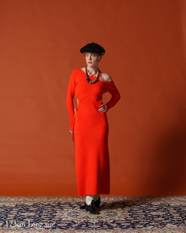 Art Knit Dress | Color:Black / Valencia Orange【AMBERGLEAM_