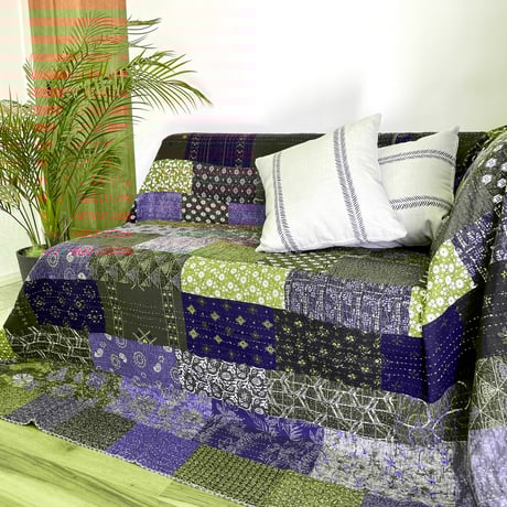 L】 ストーンウォッシュ加工 手染め ハンドプリント インド伝統工芸