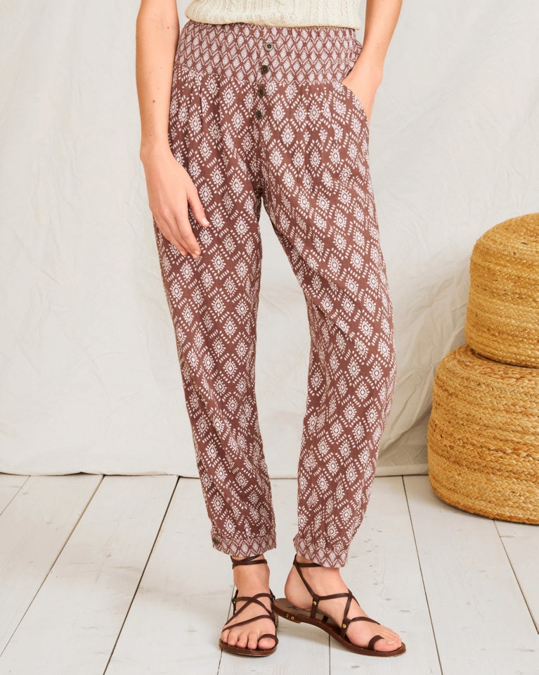 Organic-Cotton Gauze Gathered Pants | Garnet Hill