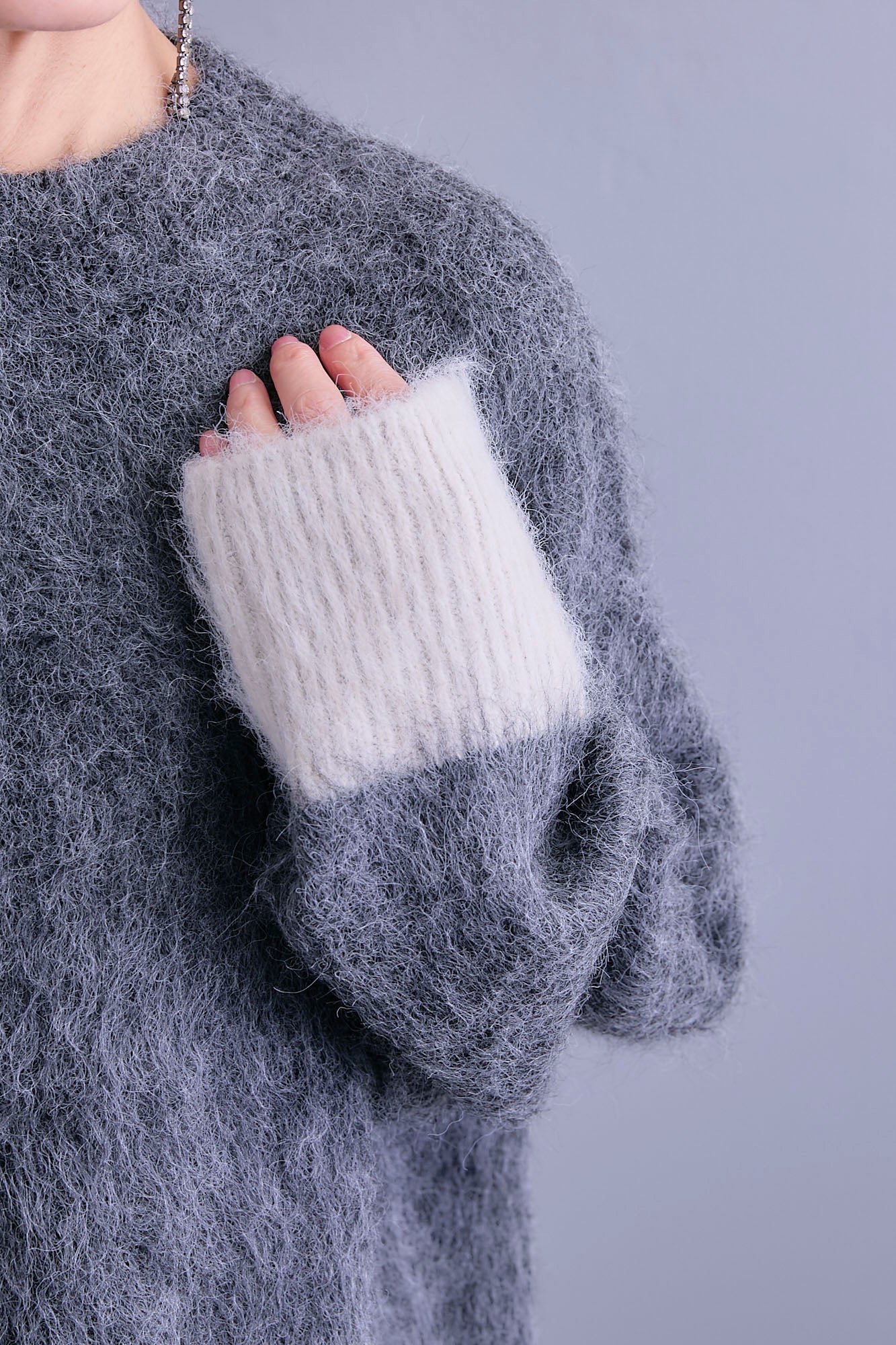 予約】バイカラーモヘアシャギーニット – AIJAN