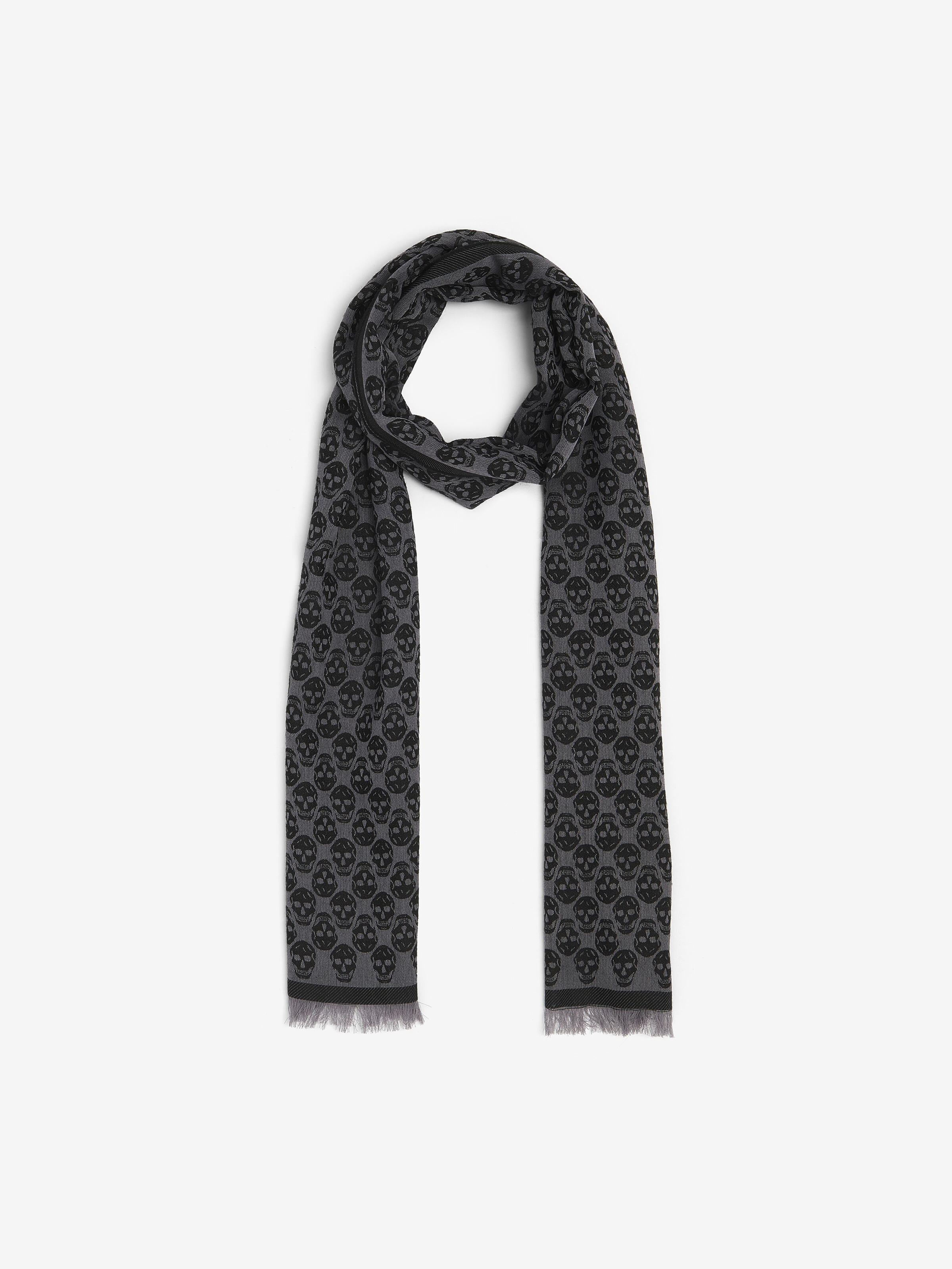 Men's Skull Monogram Scarf in Black/Grey | McQueen US