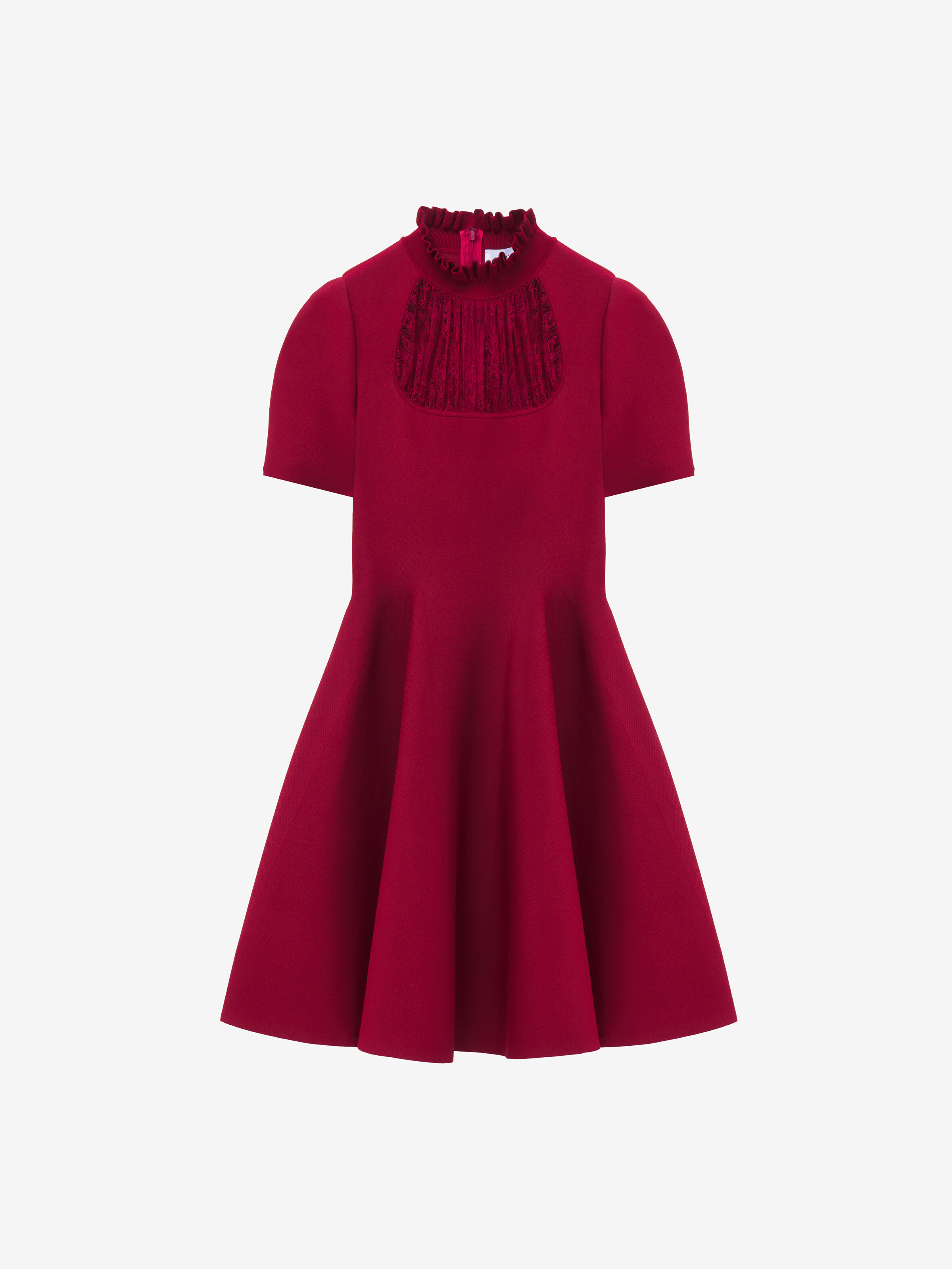 Women's Lace Panel Mini Dress in Crimson | McQueen US