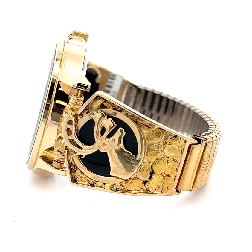 Black Onyx & Gold Nugget Estate Watch - Alaska Mint