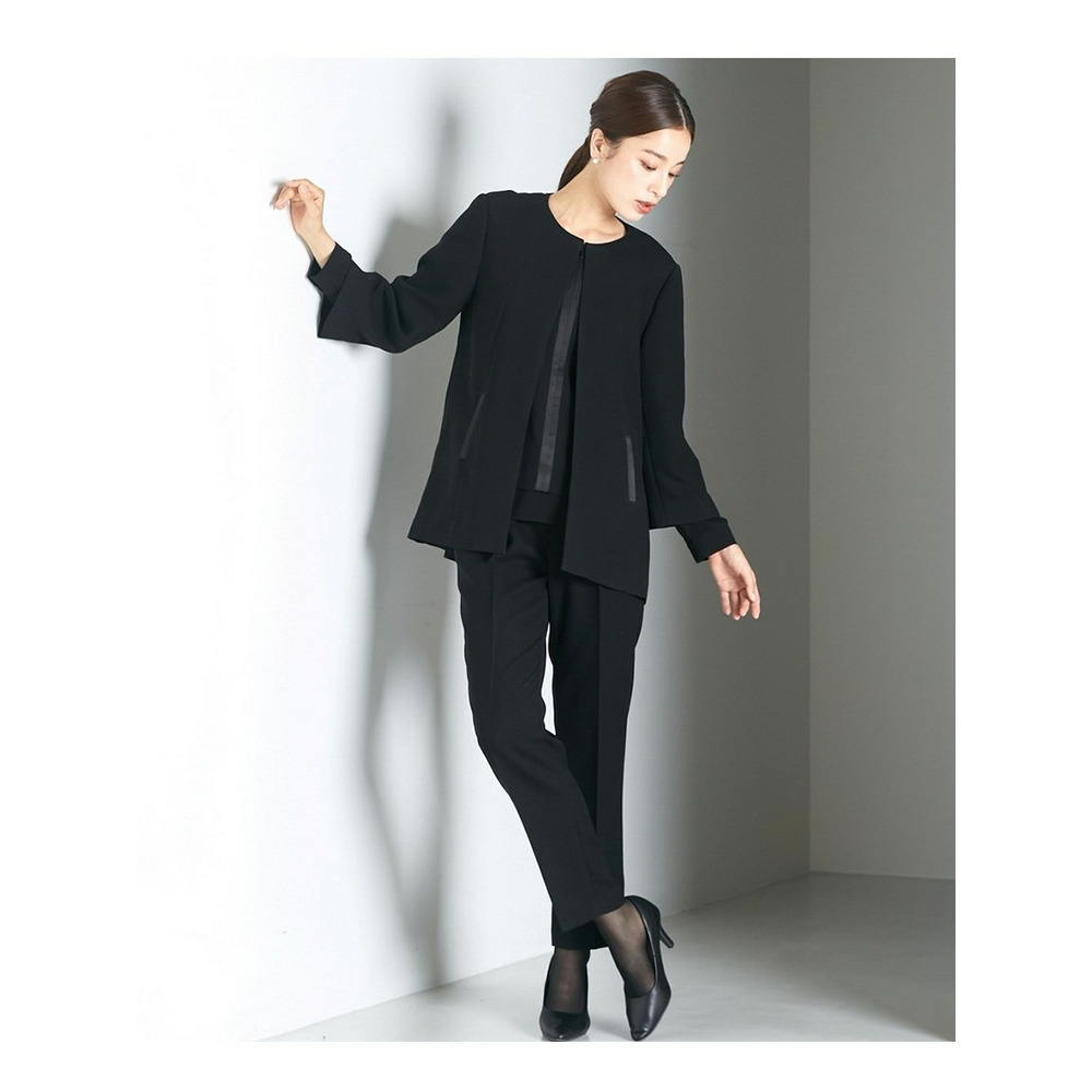 喪服・礼服】洗える防しわデザインパンツスーツ3点セット（ストレッチ