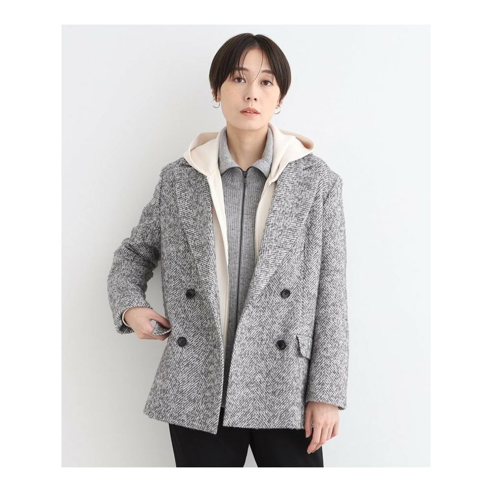 トレンド◎】リングヘリンボーン柄ダブルジャケットコート