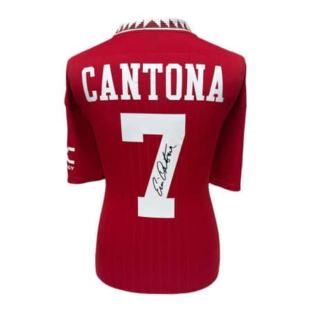 カントナ直筆サイン入りマンチェスター・ユナイテッドシャツ 本物記念品