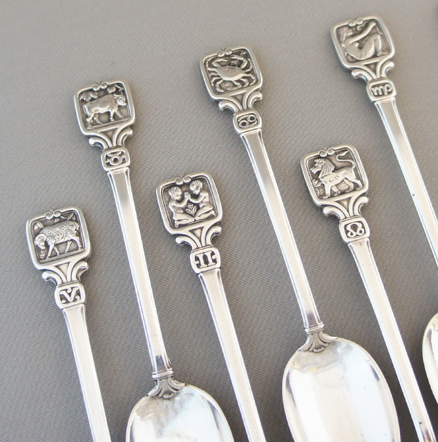 ティファニー「12星座装飾 コーヒースプーン セット」《アンティック