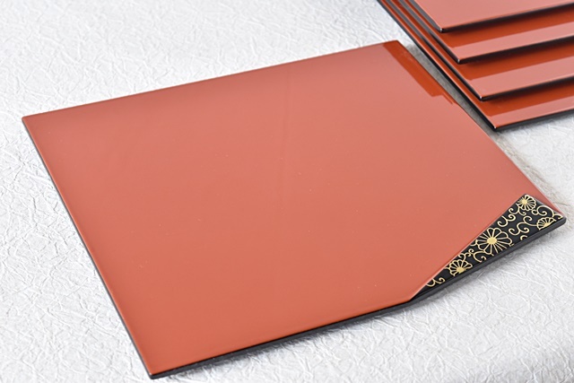 天然木製漆塗 輪島塗 唐草蒔絵 折敷 5枚セット - 生活骨董と古布の