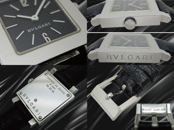 HB-0322| ブルガリ クアドラート Ref.SQ22SL SS スクエア ブラック