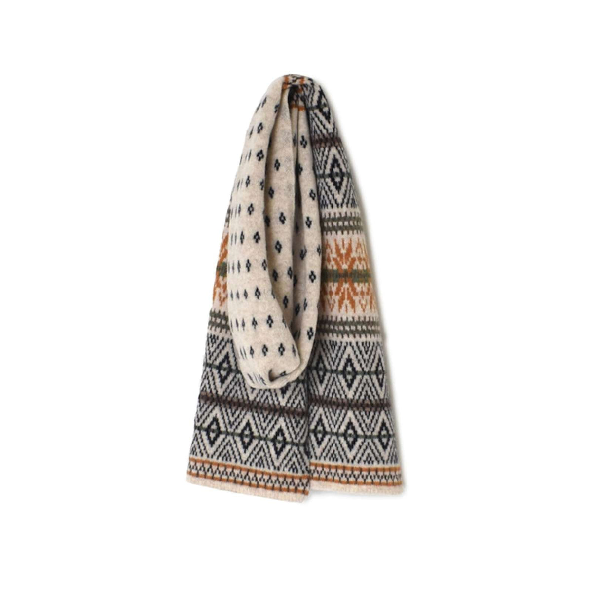 GLEN GORDON | LAMBSWOOL SNOW JACQUARD SCARF 24×180cm — ANTRY USE