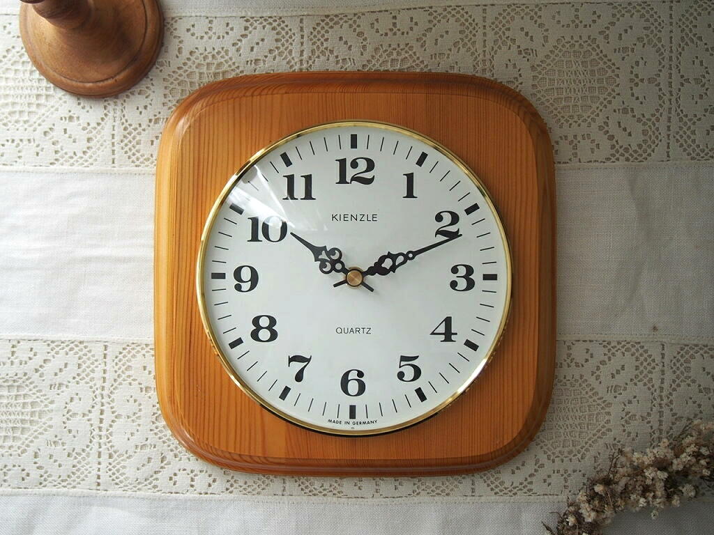 ドイツ KIENZLE 壁掛け時計｜木製×真鍮フレーム｜1960年代ヴィンテージ