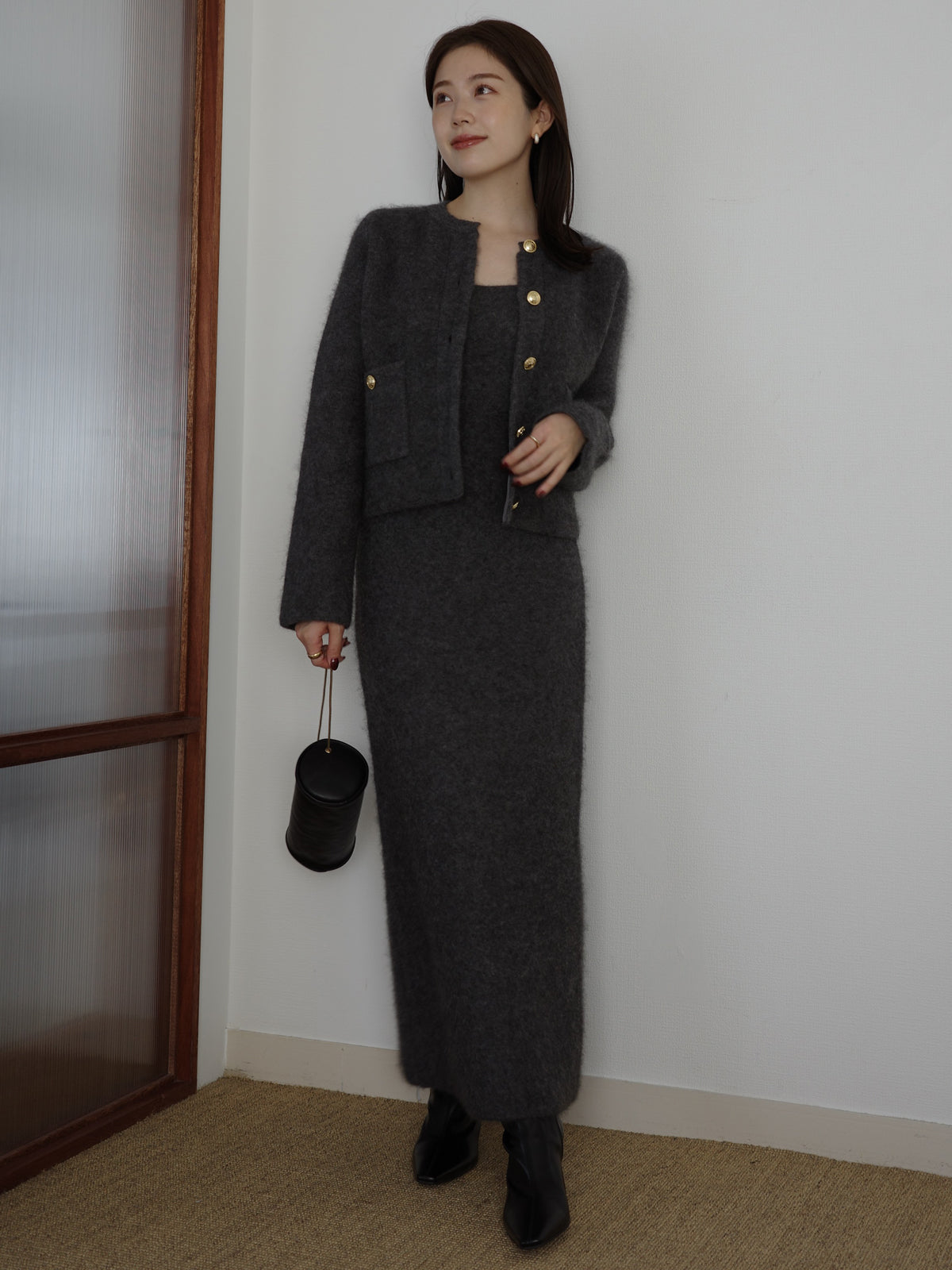 カシミヤブレンドキャミソールニットワンピース