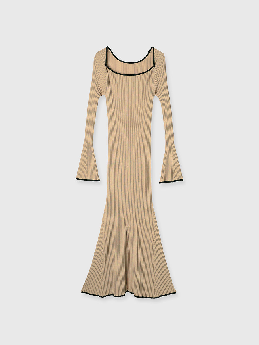 バイカラーマーメイドニットワンピース