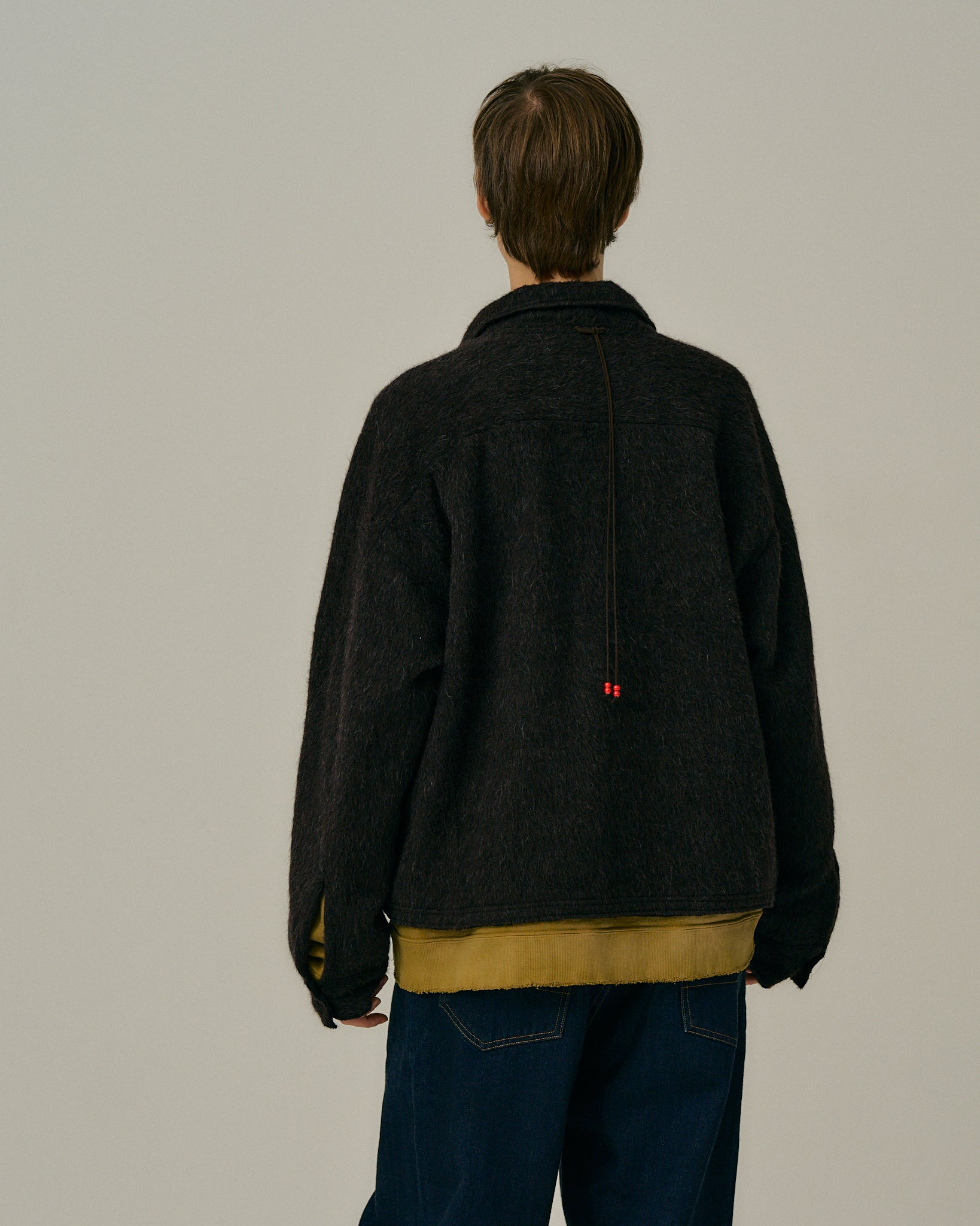 SHAGGY ZIP UP SHIRT(BROWN) – ANCELLM