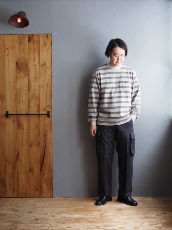 ENDS and MEANS(エンズアンドミーンズ) Horizontal Stripe L/S Tee