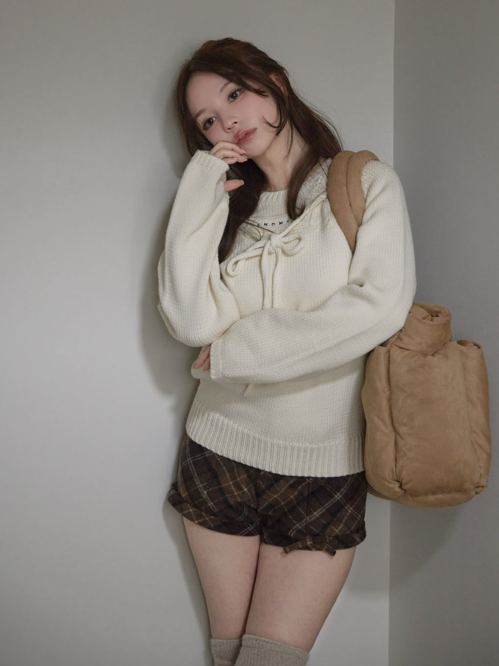 ANDMARY】Ribbon check mini pants