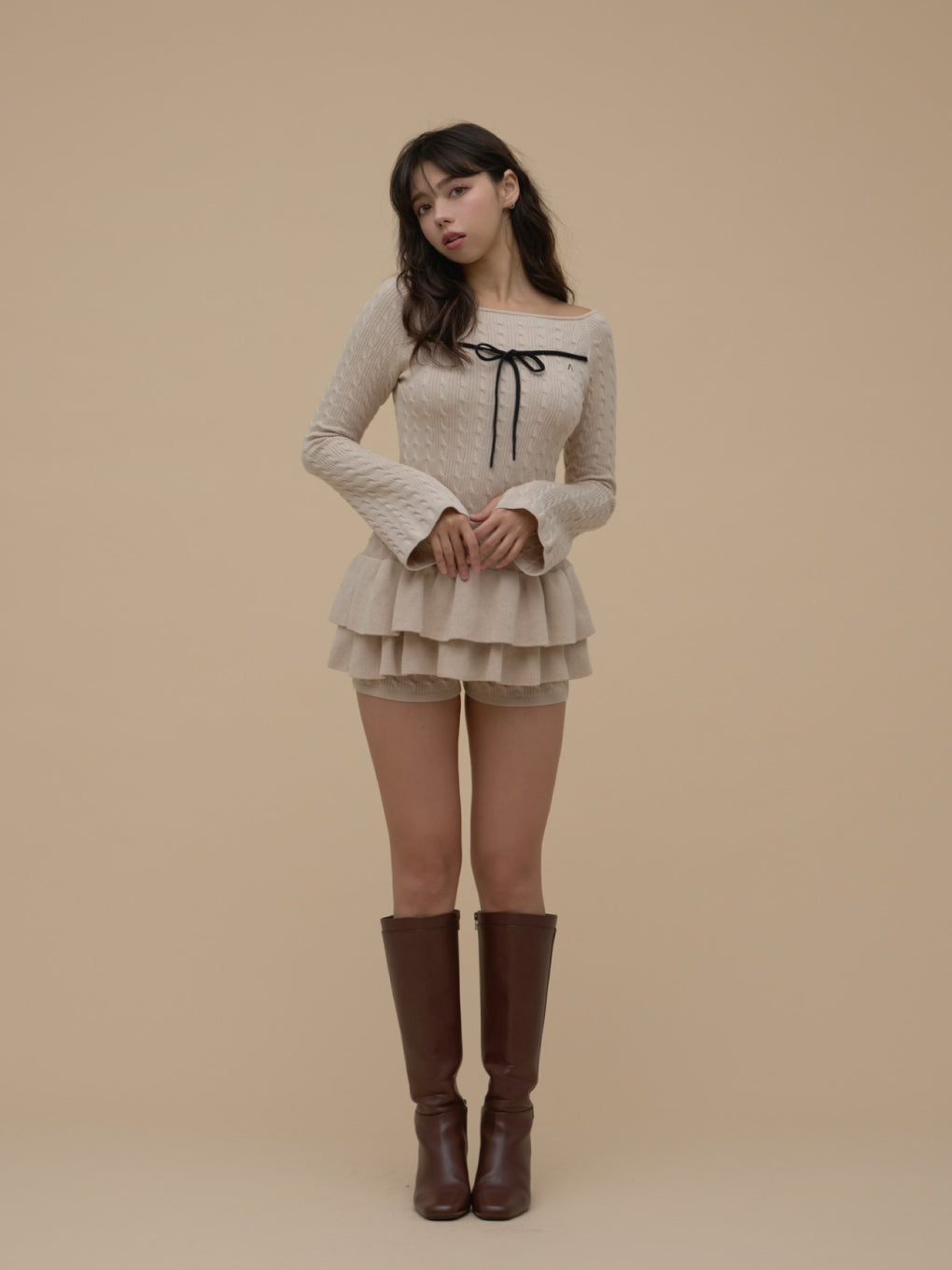 ANDMARY】Milky frill mini dress