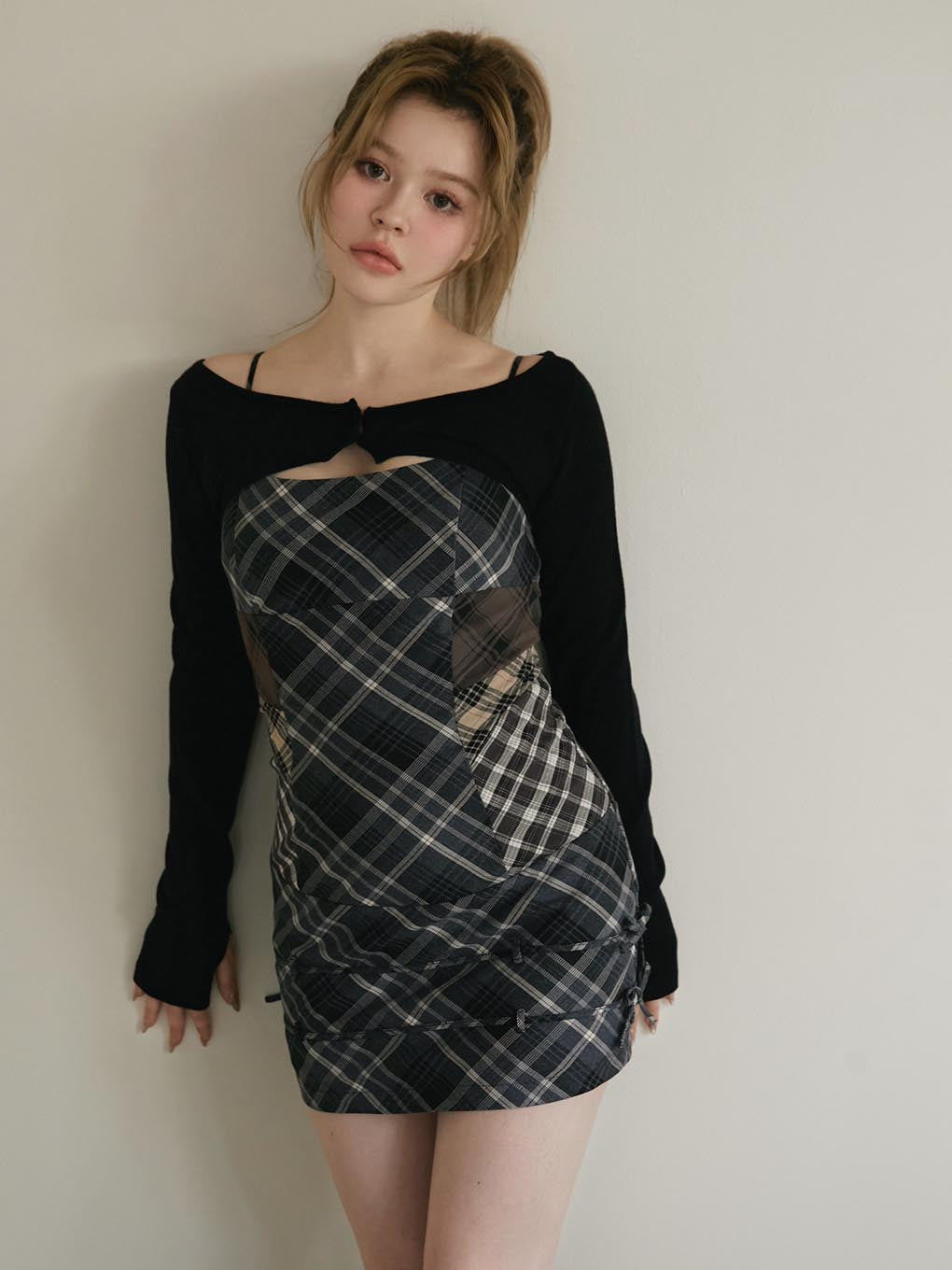 ワンピース andmary Aine set mini dress Black アンドマリー