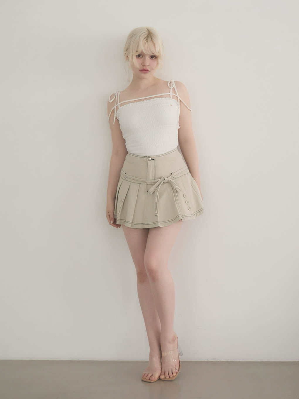 ANDMARY】Shirring ribbon camisole