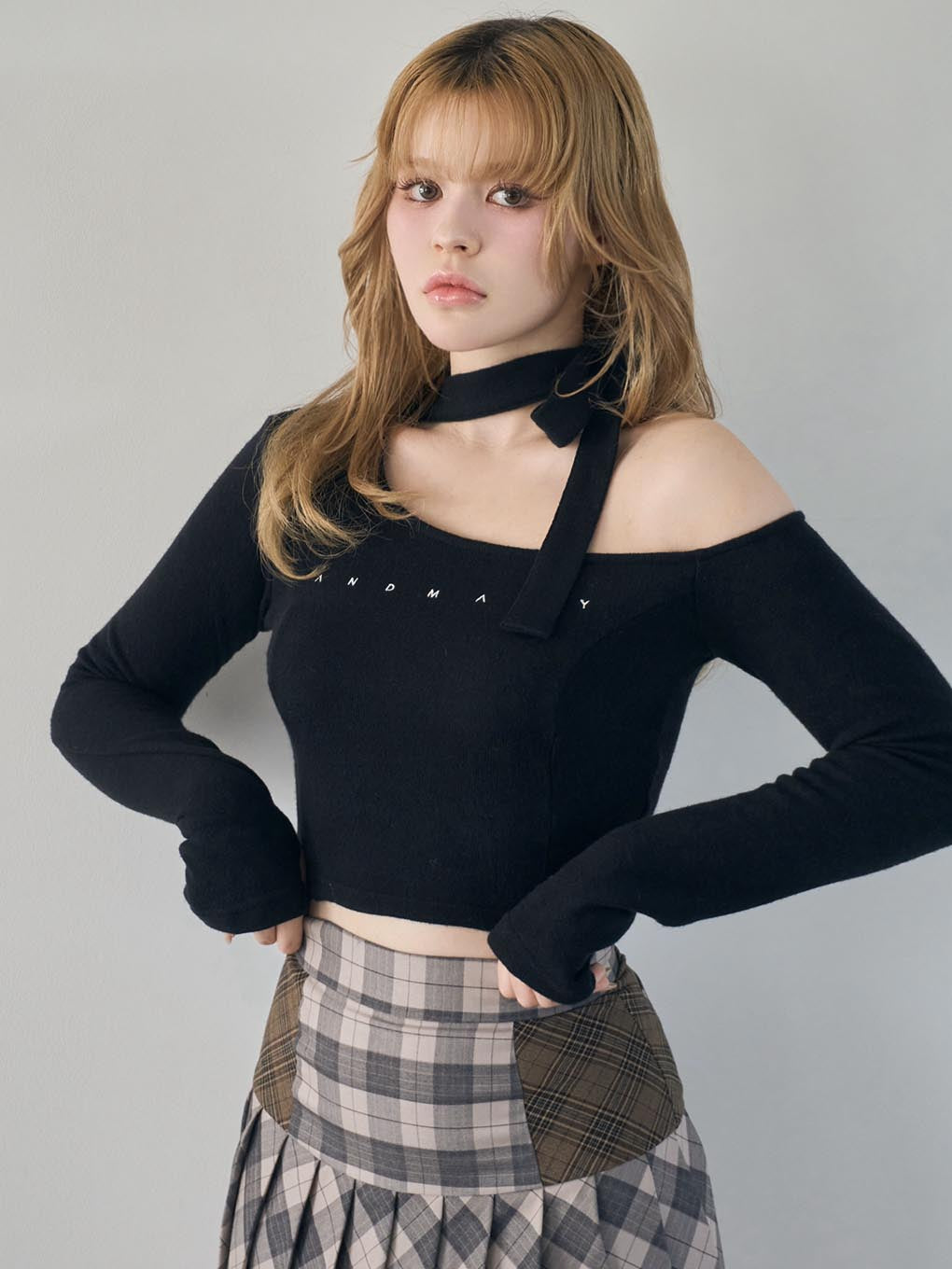 ANDMARY】Nana ribbon oneshoulder tops